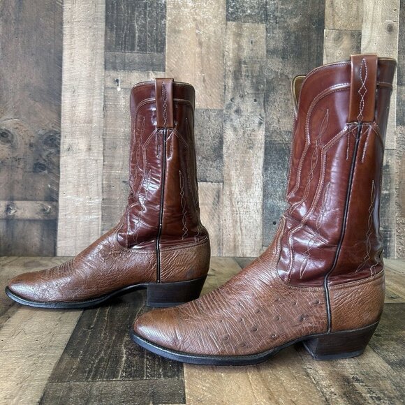 Lucchese Classics D0997 Vintage Smooth Quill Ostrich Cowboy Boots Mens 10.5 D - Picture 11 of 12